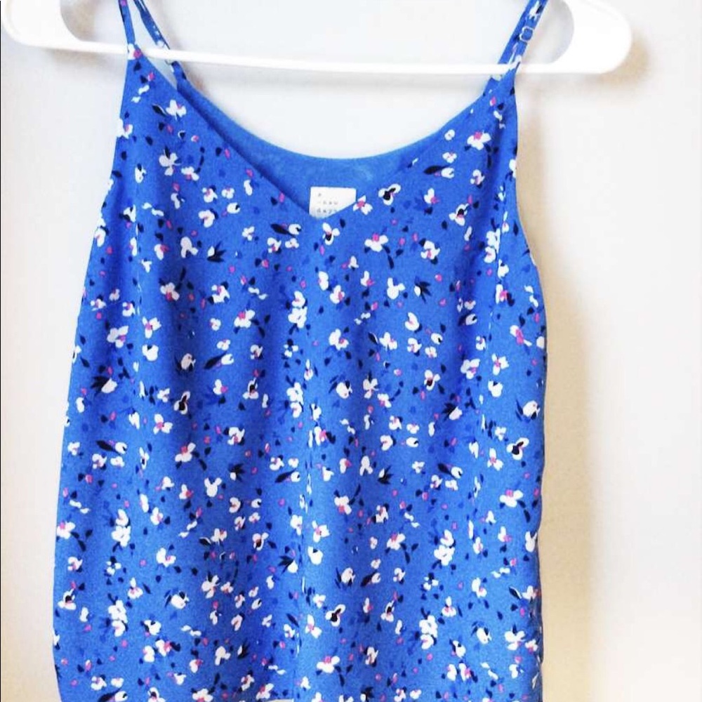 A Target royal blue v-neck tank top with flowers!